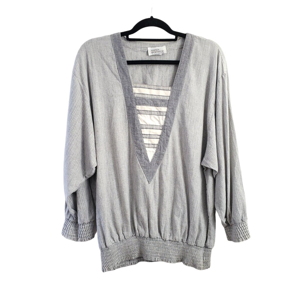 L Vintage Marsha Sportswear Pullover Top Cotton USA Made Paper Tag Blouse Shirt